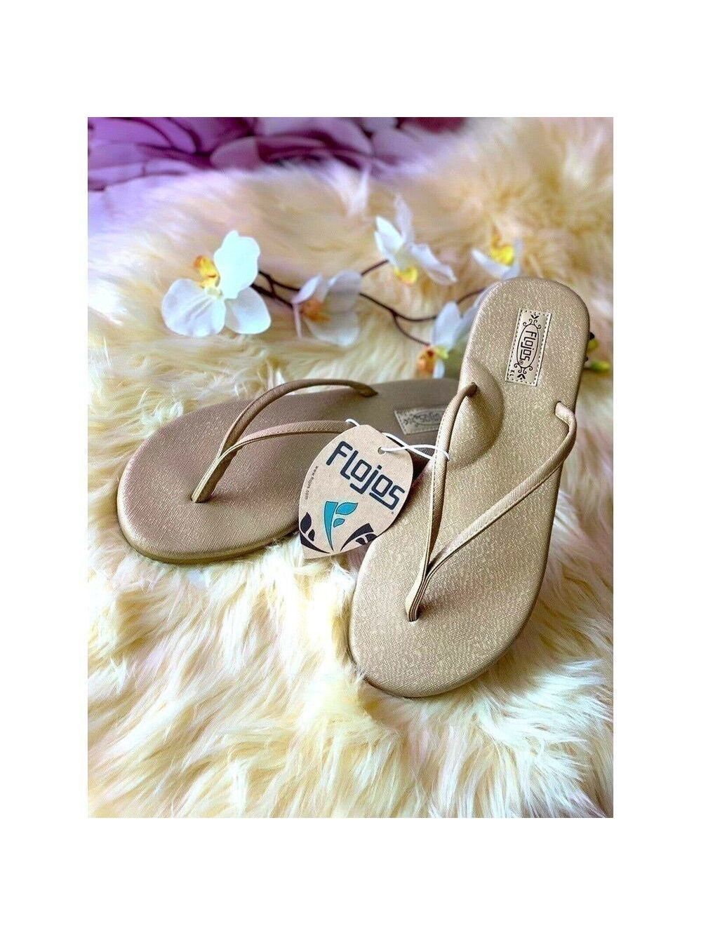 Flojos Gold Sparkle Flip flop Sandals